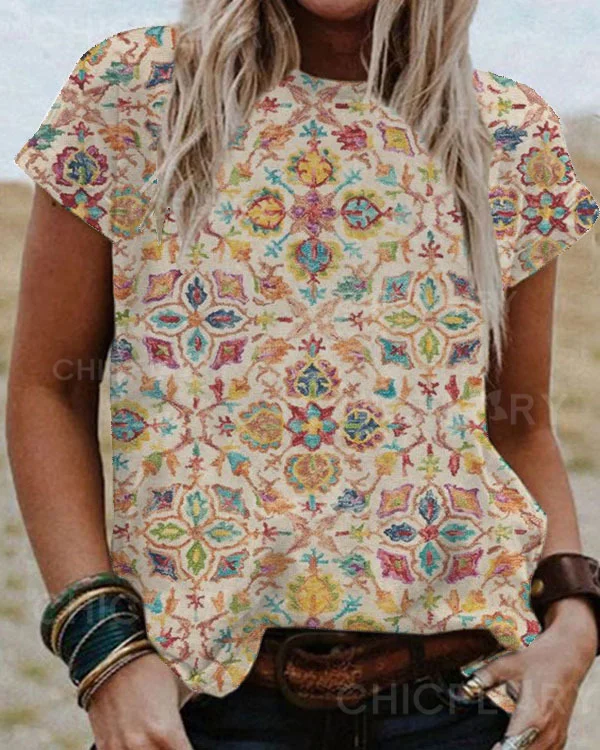 Tribal Crew Neck Top