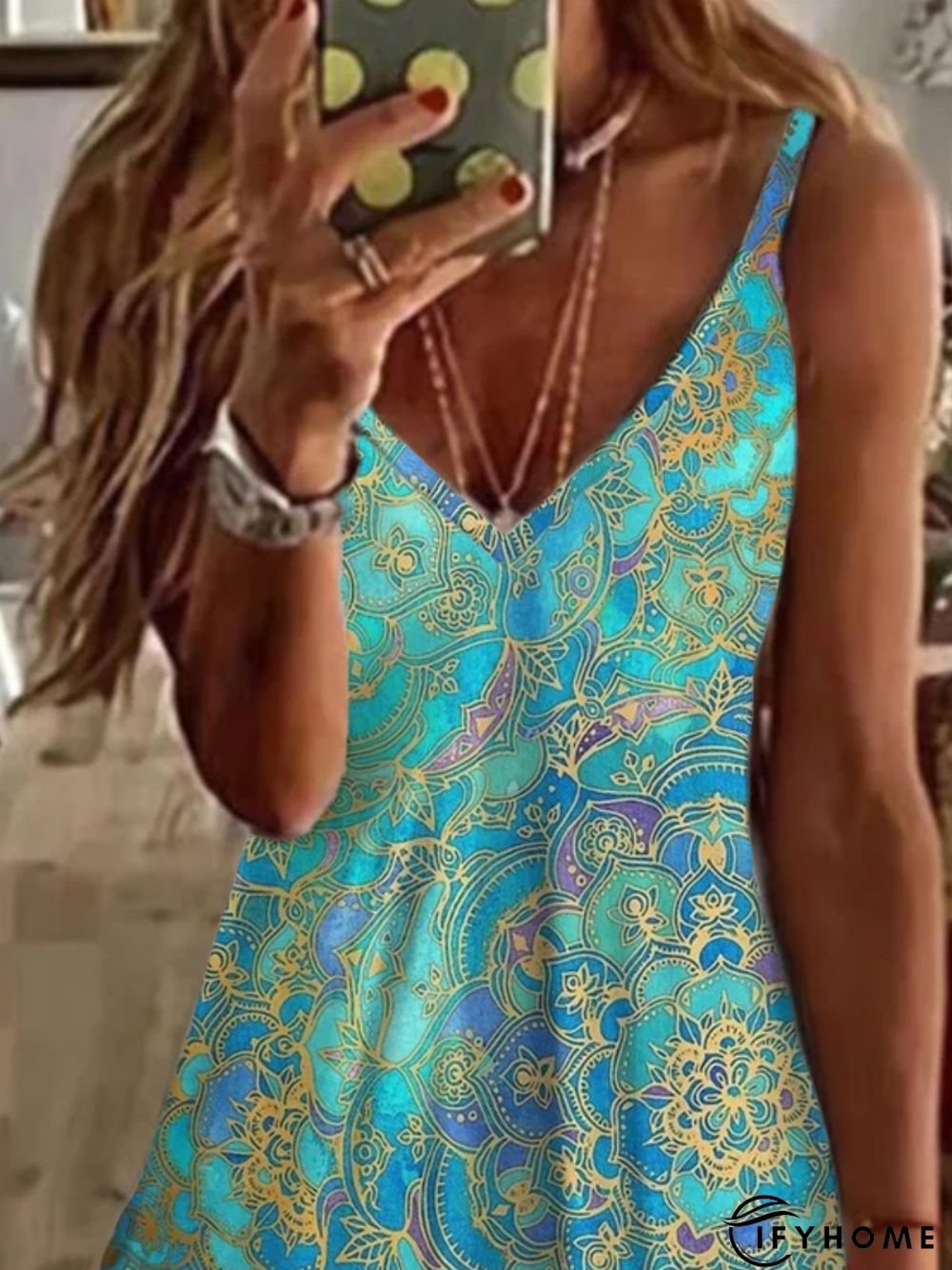 Casual Sleeveless V Neck Printed Tank Top Vests | IFYHOME