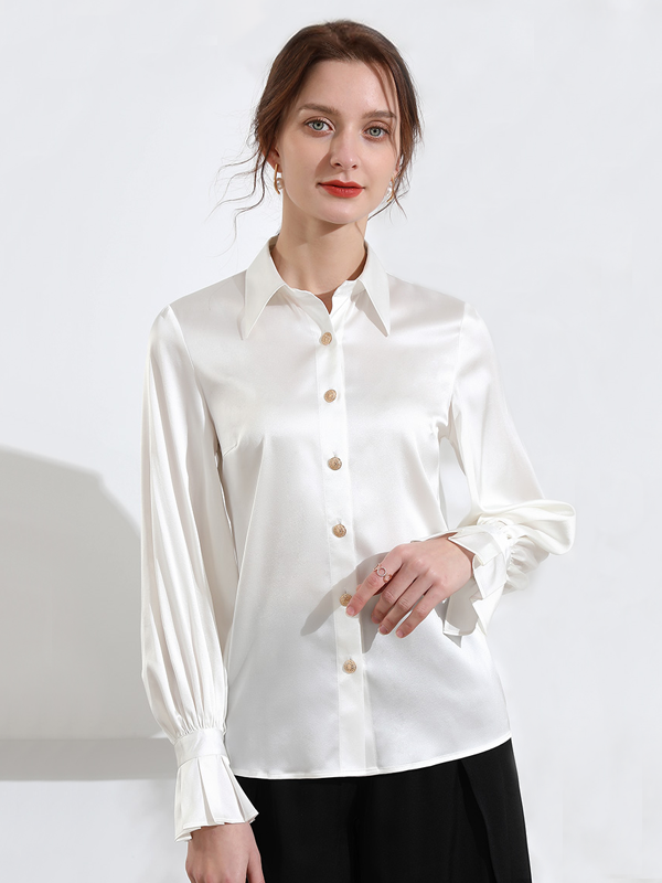 Elegant Ivory Silk Shirt REAL SILK LIFE