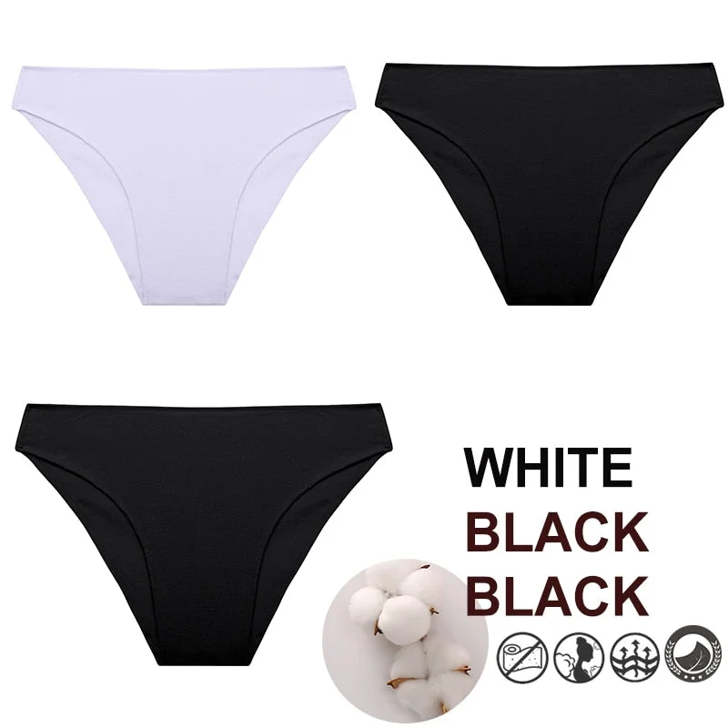 FINETOO 3PCS/Set M-XXL Panties Women Cotton Lingerie Woman Underwear Sexy Femme Underwear Girls Underpant Panty  7 Solid Colors