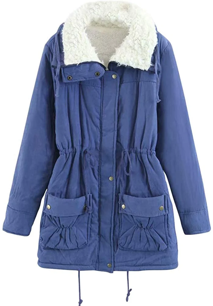 Women Winter Coats Faux Fur Lined Parka Cotton Padded Jacket  Plus Size