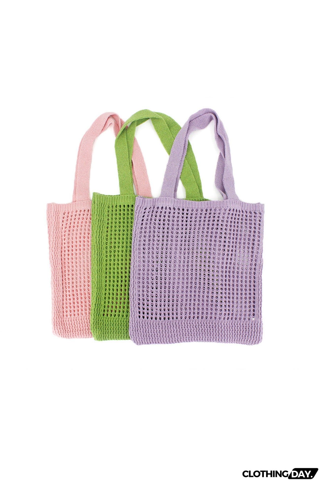 Solid Hollow-out Crochet Tote Bag