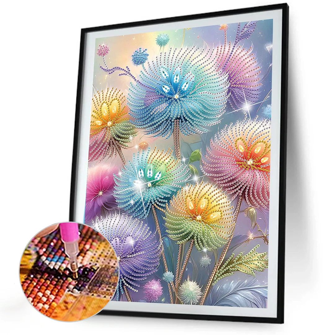 Dreamy Dandelion - Partial Special Shaped Drill Diamond Painting Kits Gift (Canvas|30*40cm)