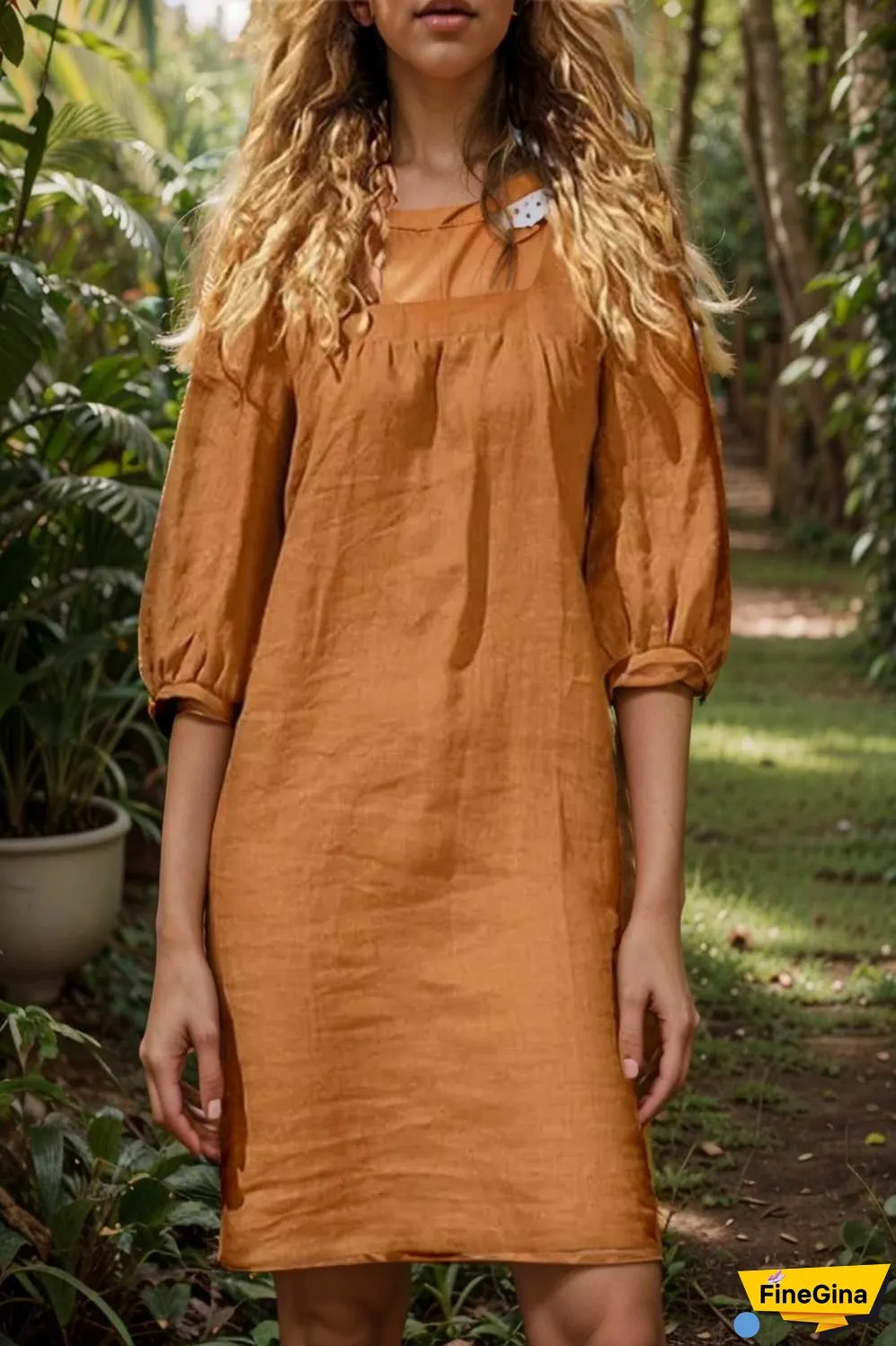 cotton linen loose casual half sleeve mini dress