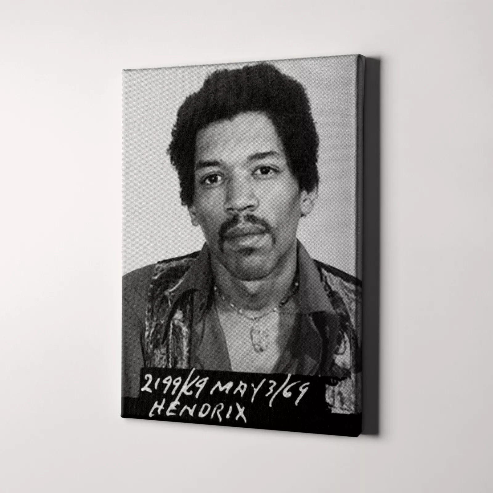 Jimi Hendrix 1969 Mugshot Canvas Wall Art 