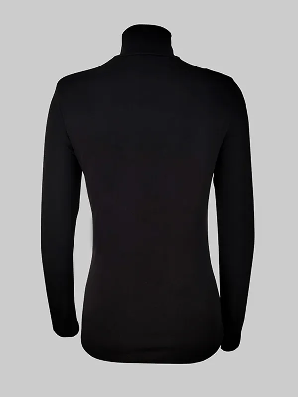 Knit Stitching Solid Color Half-high Neck T-shirt