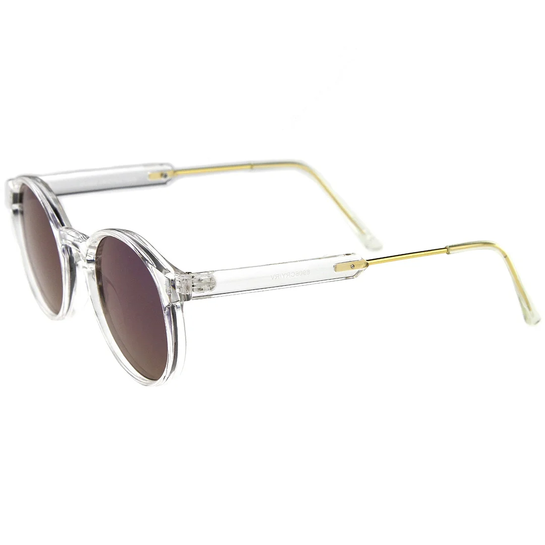 Clear Frame Metal Temple Color Mirror Flat Lens P3 Round glasses 49mm