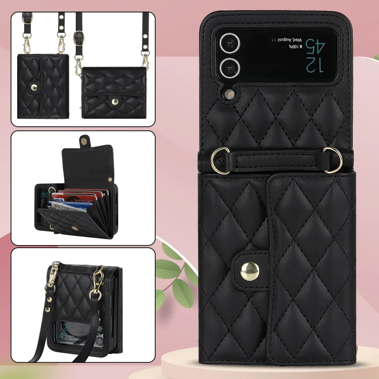 Luksuzna kožna torbica za kartice s lancem za Samsung Galaxy Z Flip3 Flip4 Flip5 5G
