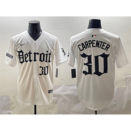 Youth Detroit Tigers #30 Kerry Carpenter White "Motor Gothic Edition" Vapor Premier Limited Stitched Baseball Jersey