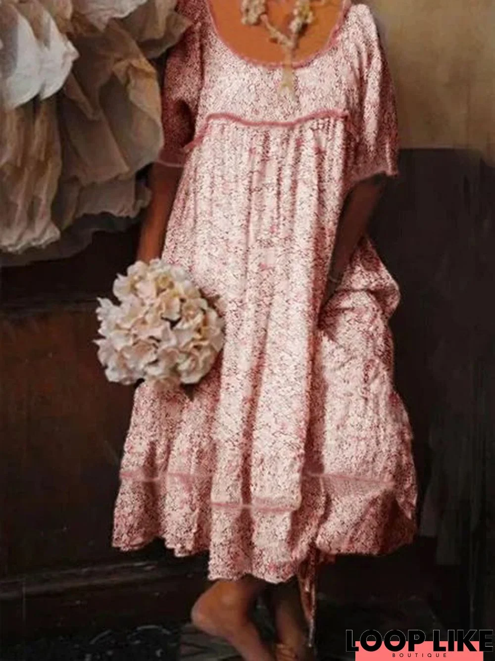 Vintage Round Neck Weaving Dress