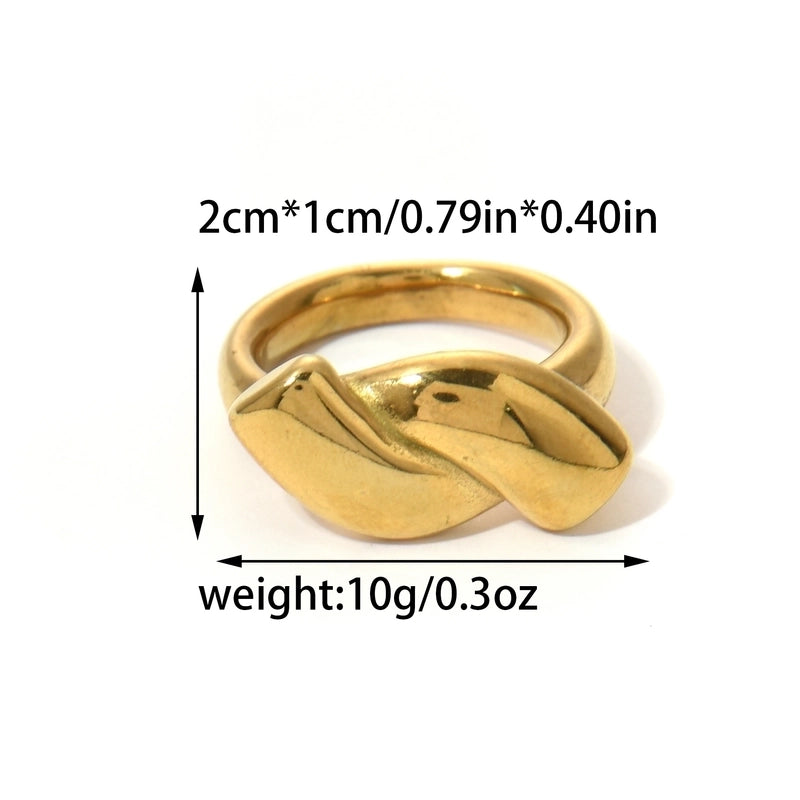 Elegant Roman Style Commute Geometric Heart Shape 304 Stainless Steel 14K Gold Plated Rings