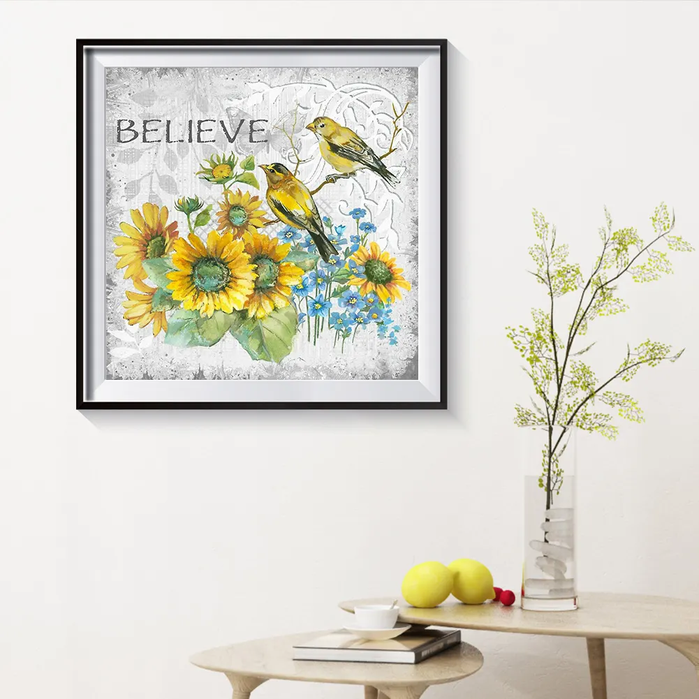 Full Round Diamond Painting 30*30cm - Flowers And Birds