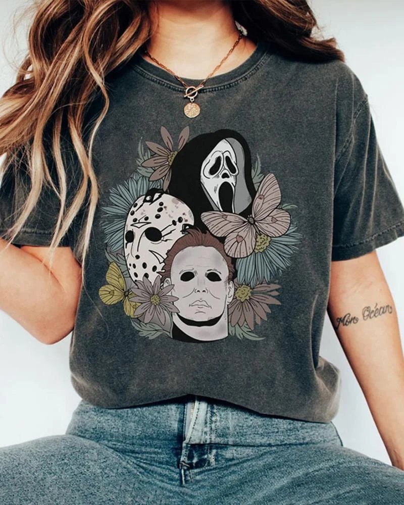 Scream jason michael myers horror movie floral shirt