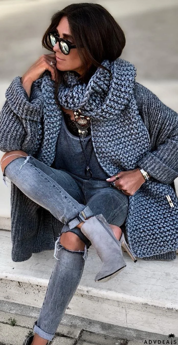 Chunky Wide Long Sleeve Knit Cardigan