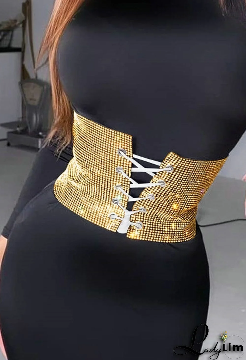 Fashion Beaded Lace-Up Waist Belt