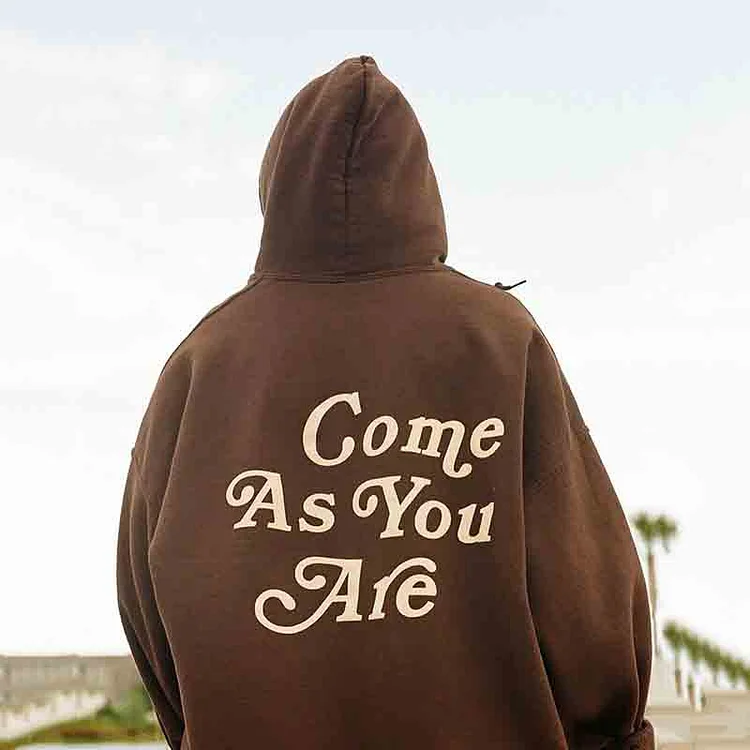 Trendy Come As You Are Print Long Sleeve Hoodie