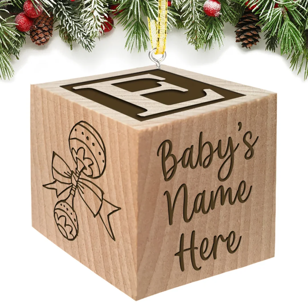 Personalized Baby Block Custom Engraved Wooden Baby Block for Newborn