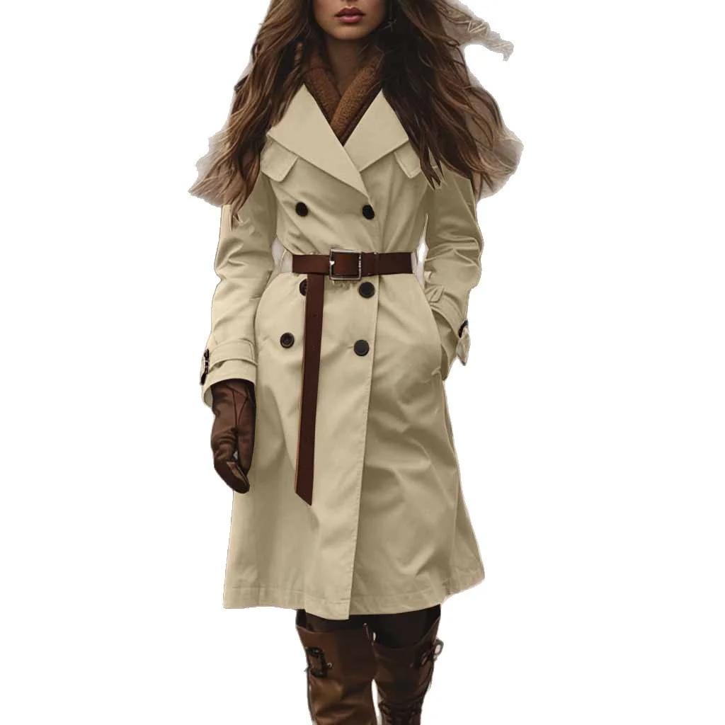 Athvotar Athvotar West Autumn And Winter Double Buckle Wind Coat Women's Clothing