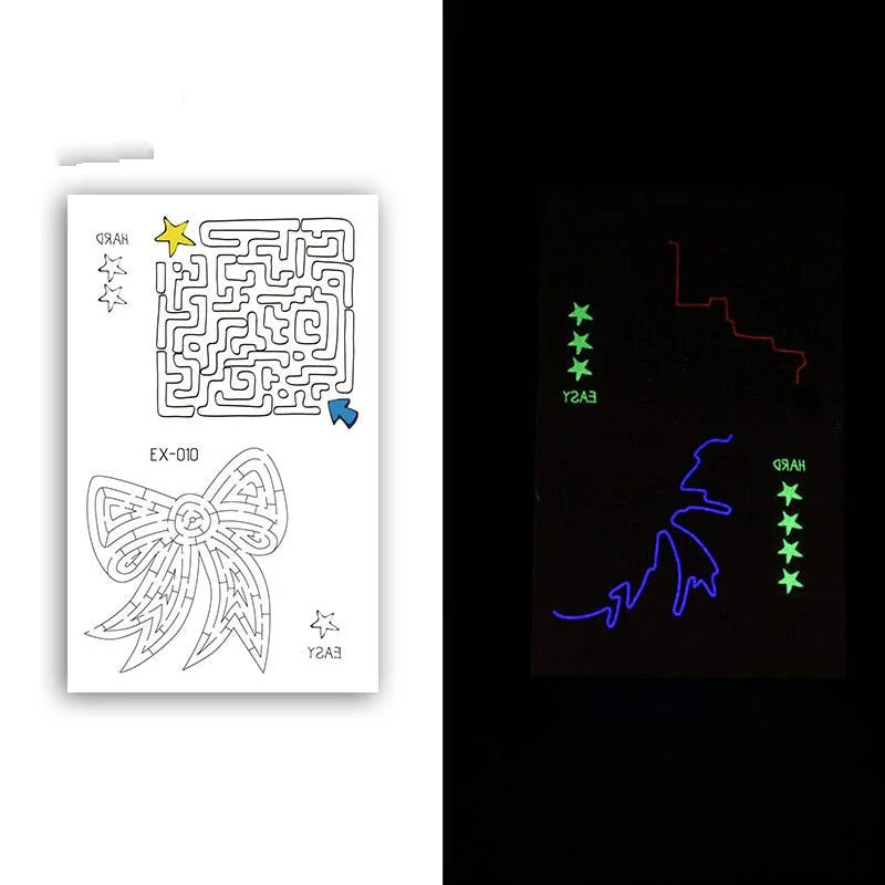 Night Luminous Tattoo Butterfly Starry Star Universe for Kids Fake Tattoo Glowing In Dark Waterproof Temporary Tattoo Stickers