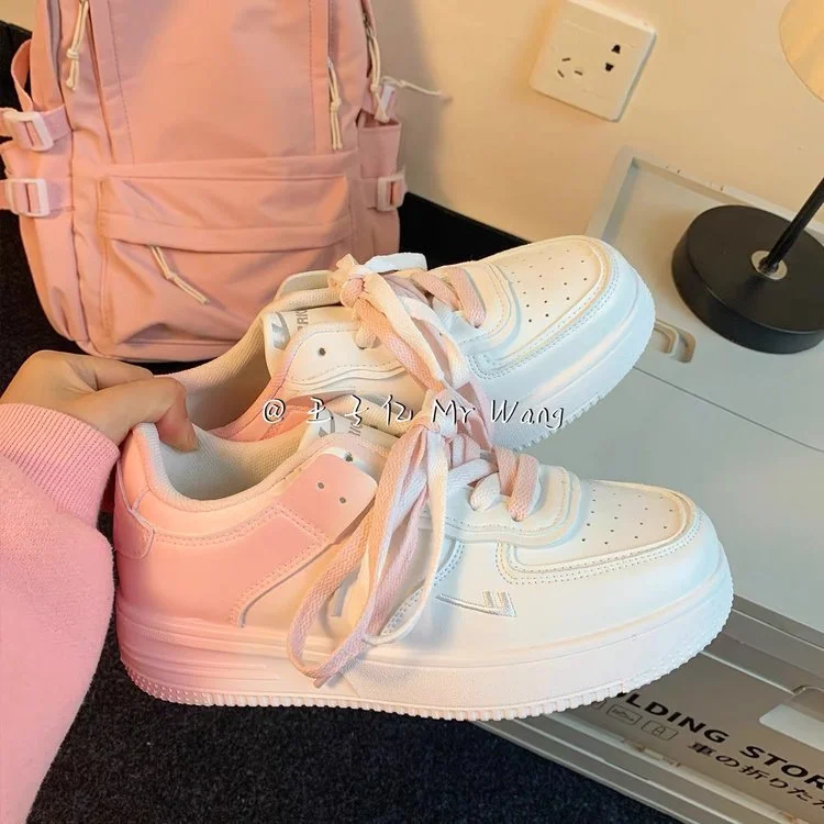 Churchf Churchf PU Color Matching Fashion Lightweight Flat Sports Women's Shoes 2023 Summer New Casual Board Shoes Women