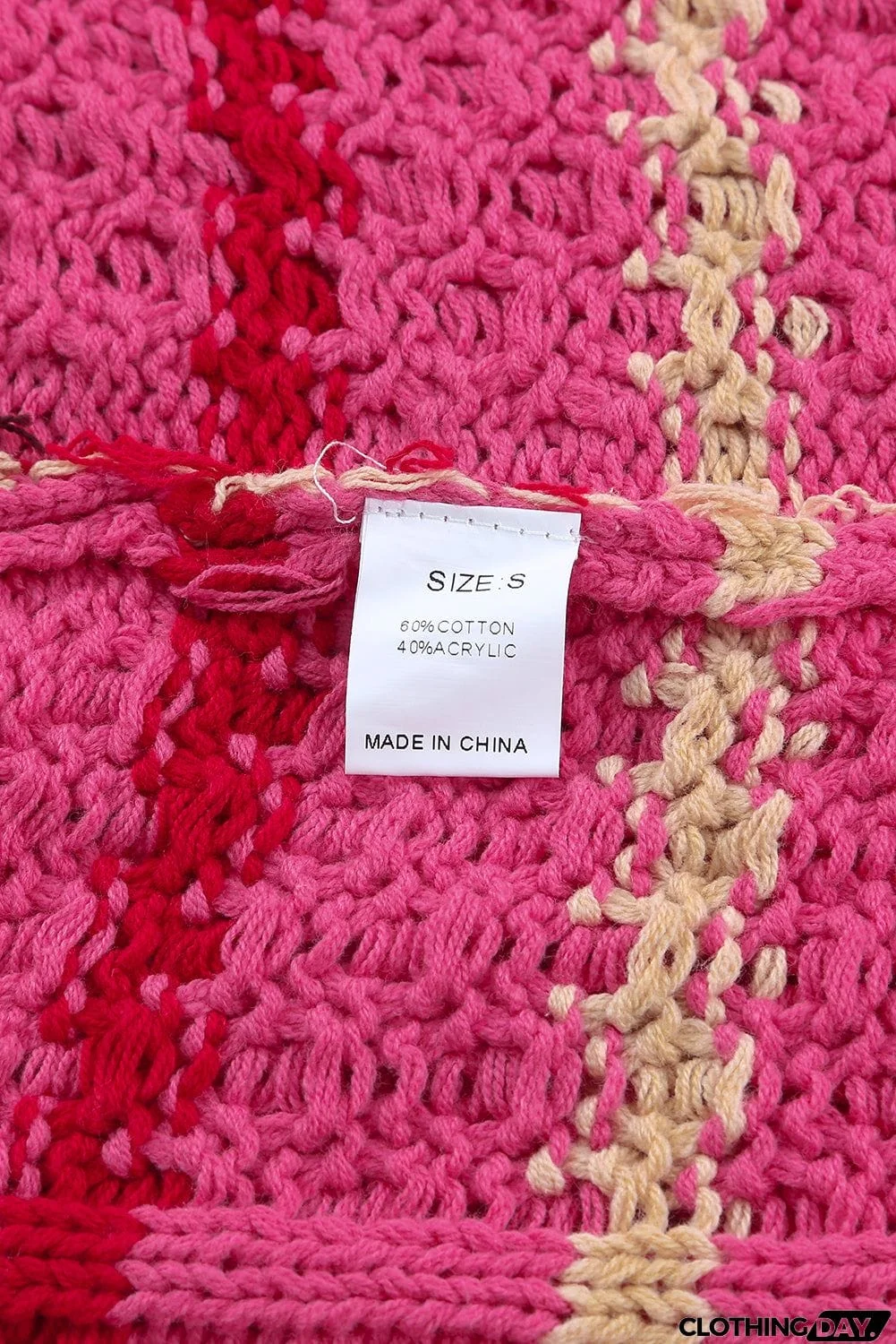 Striped Color Block Textured Knit Pullover Sweater