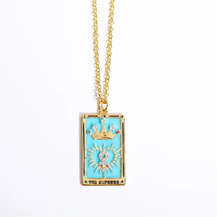 Olivenorma Zircon Electroplated Gold Tarot Oil Drop Necklace