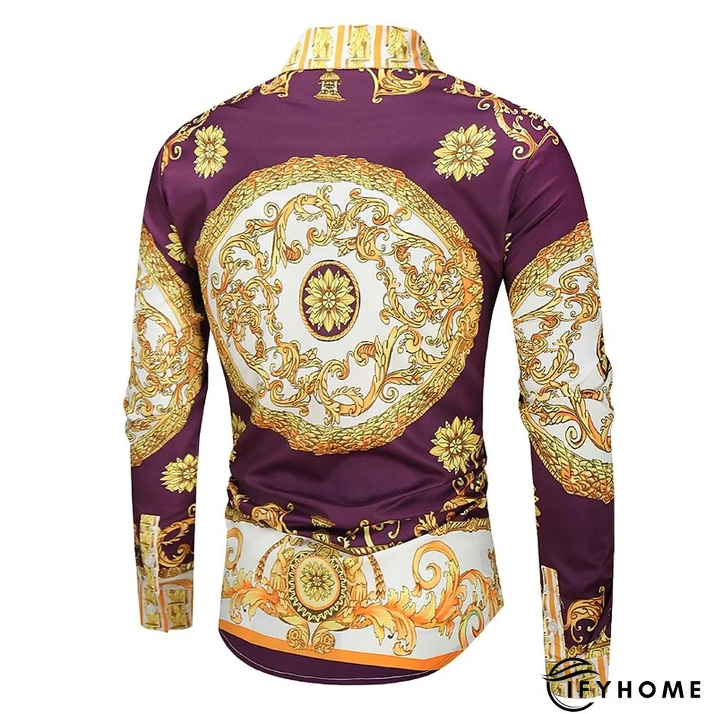 Men's Shirt Prom Shirt Classic Collar Spring &  Fall Long Sleeve Black White Red Geometric Party Casual Clothing Apparel Print | IFYHOME