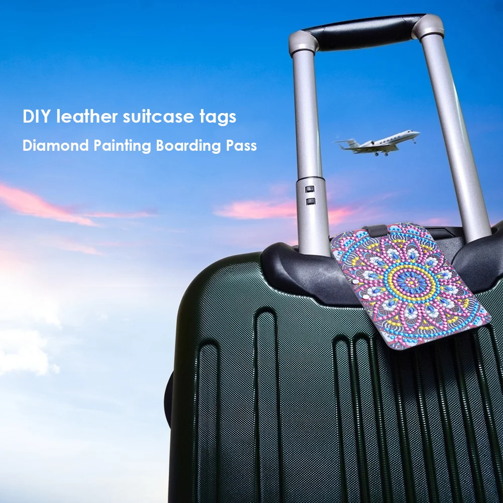 DIY Special Shaped Diamond Painting Mandala Leather Luggage Boarding Pass