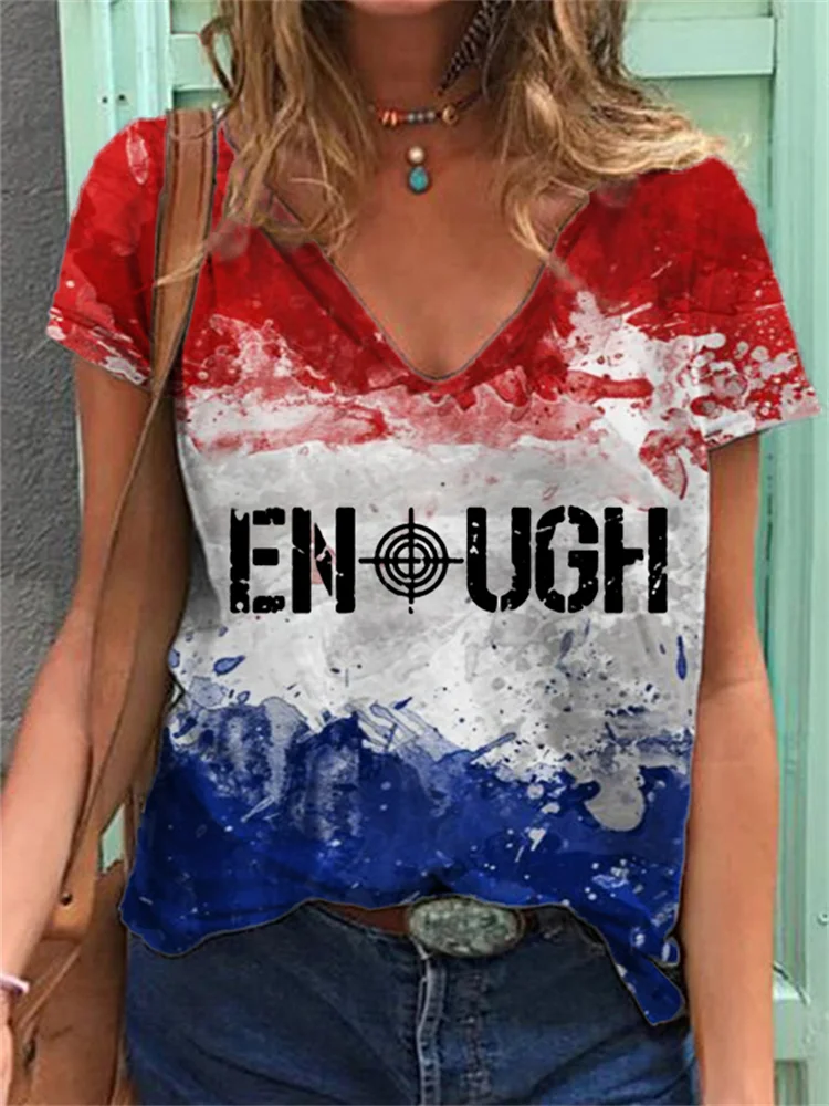 Wearshes Enough American Flag Inspired Graffiti T Shirt