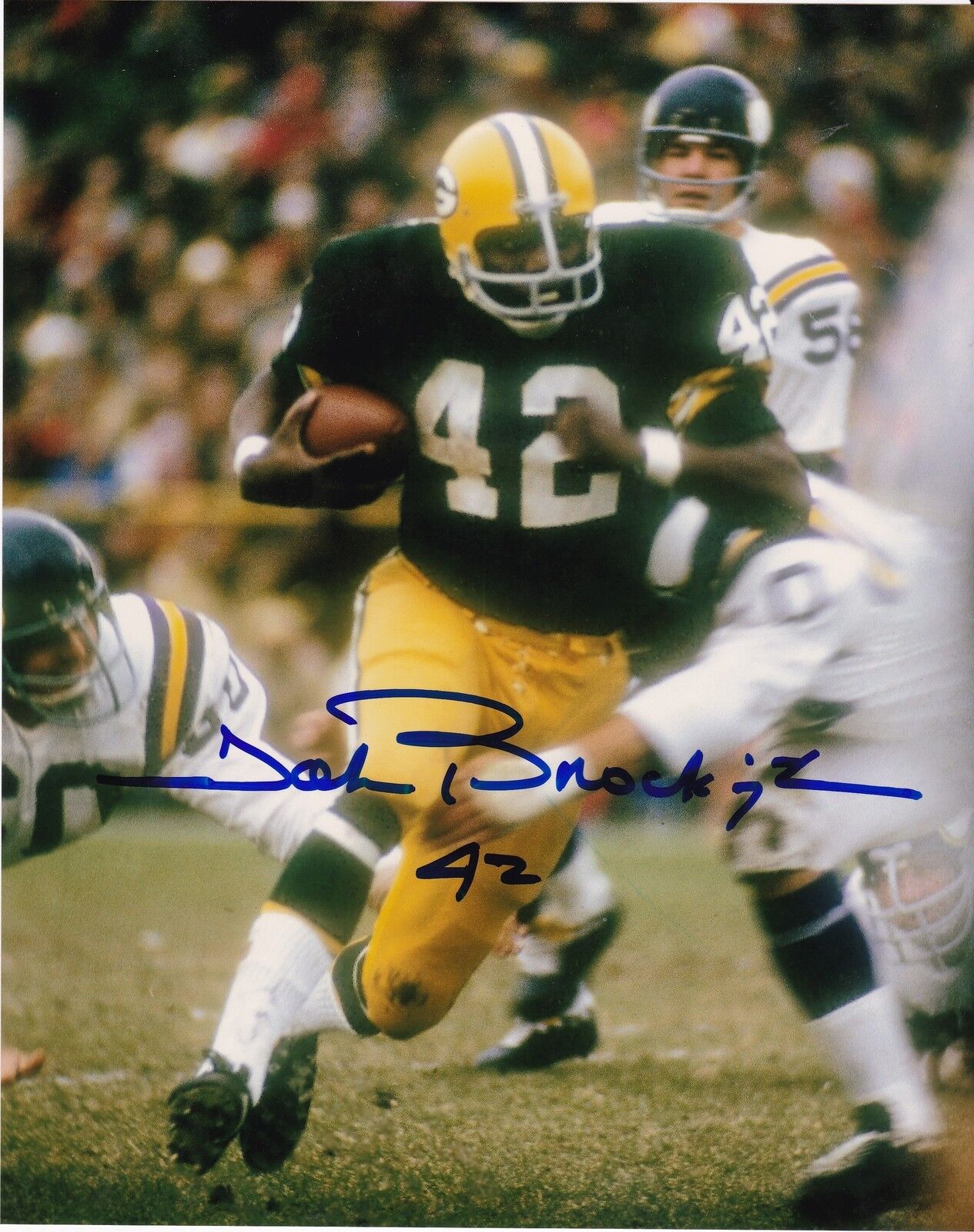 JOHN BROCKINGTON GREEN BAY PACKERS ACTION SIGNED 8x10