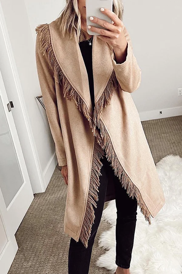 Suede Fringed Coat