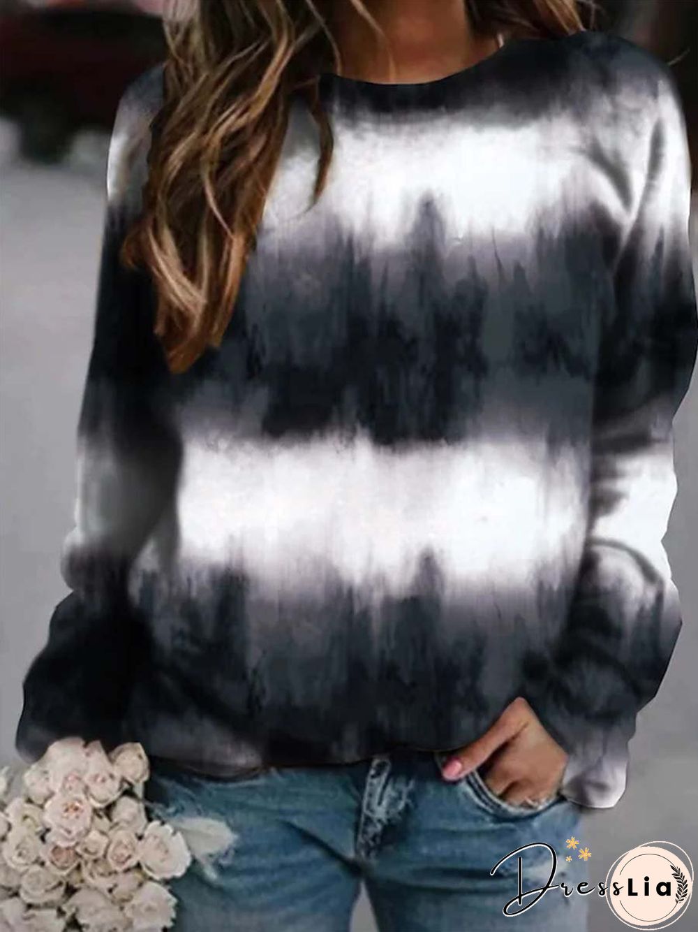 Crew Neck Cotton Blends Casual Sweatshirts