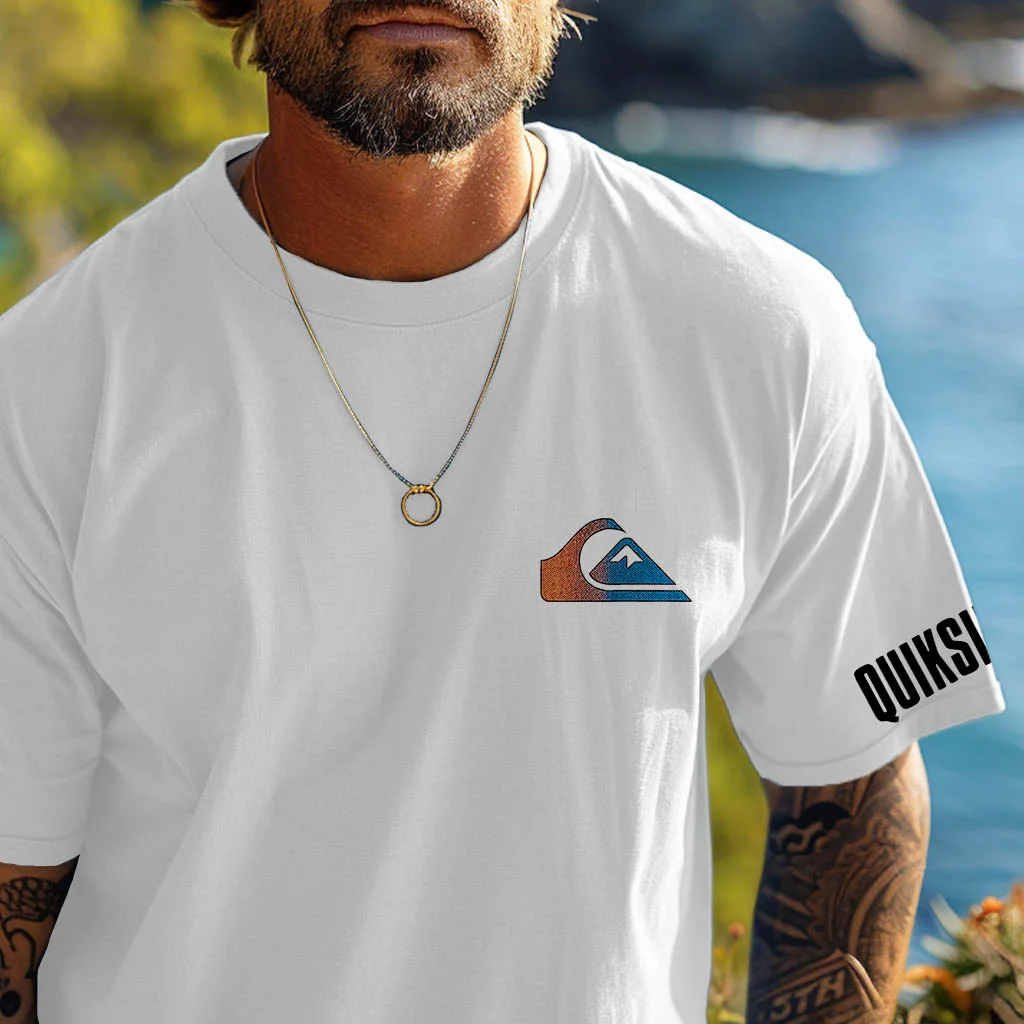 Men's Vintage Surf Print Beach Daily Crew Neck Short Sleeve T-Shirt