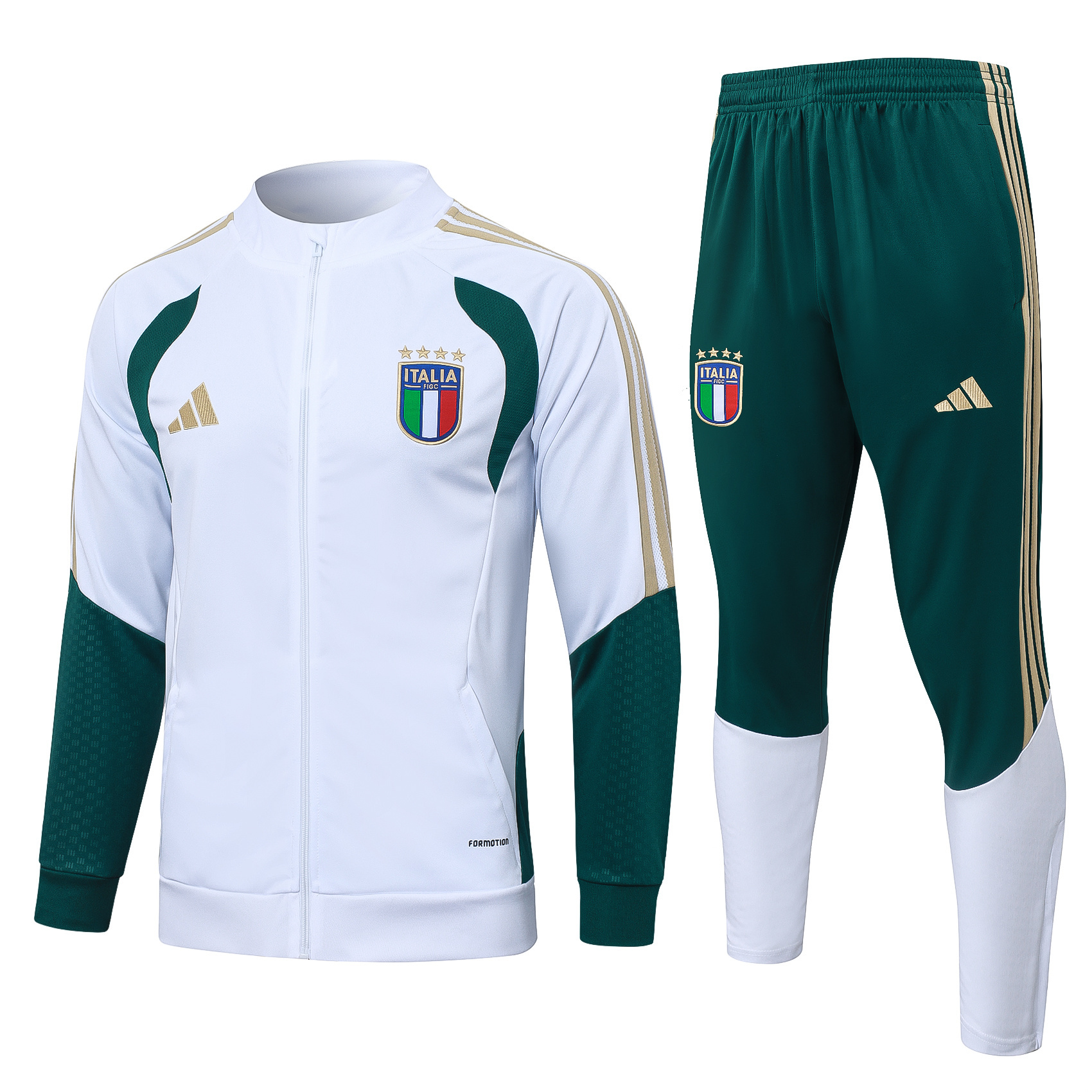 2026/2027 Kids Size Italy Long Zipped Jacket White Soccer Jersey