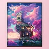 11CT Purple house - Stamped Cross Stitch - 40x46cm/15.75*18.11in