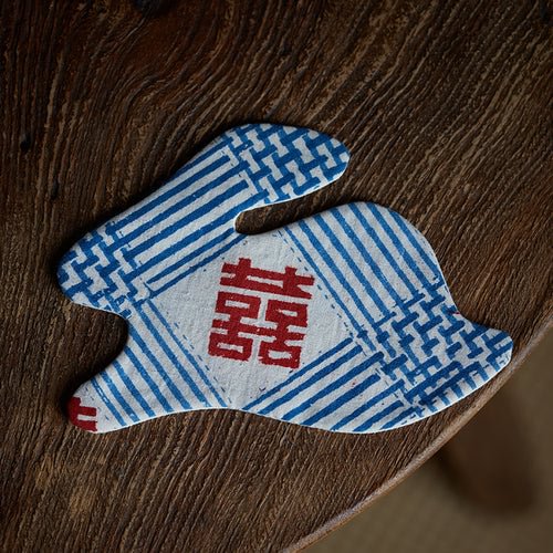 Cute Rabbit Hand-Woven Cloth Coaster Chinese Style Creative Insulation Double-Layer Cotton and Linen Mat