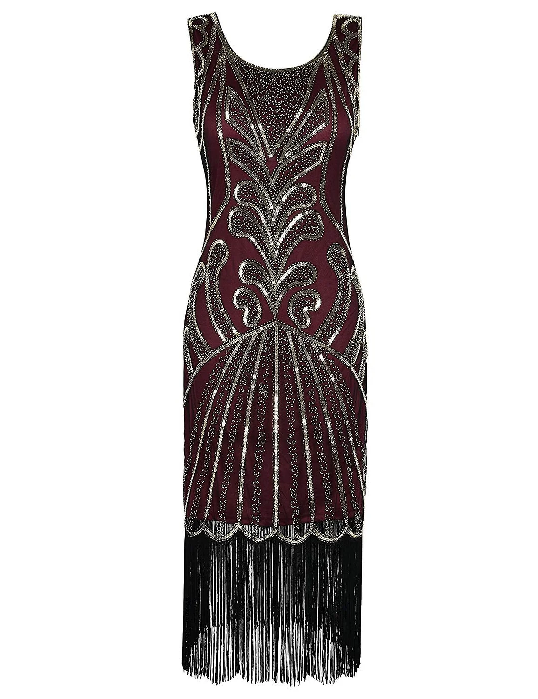 Women 1920s Dress Beads Art Deco Inspired Cocktail Flapper Dress