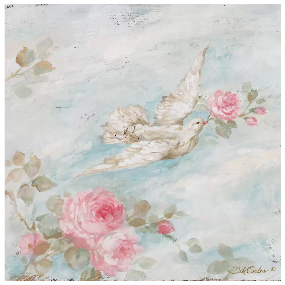 Dove With Roses-Paint by Numbers-8"x8"/20x20cm