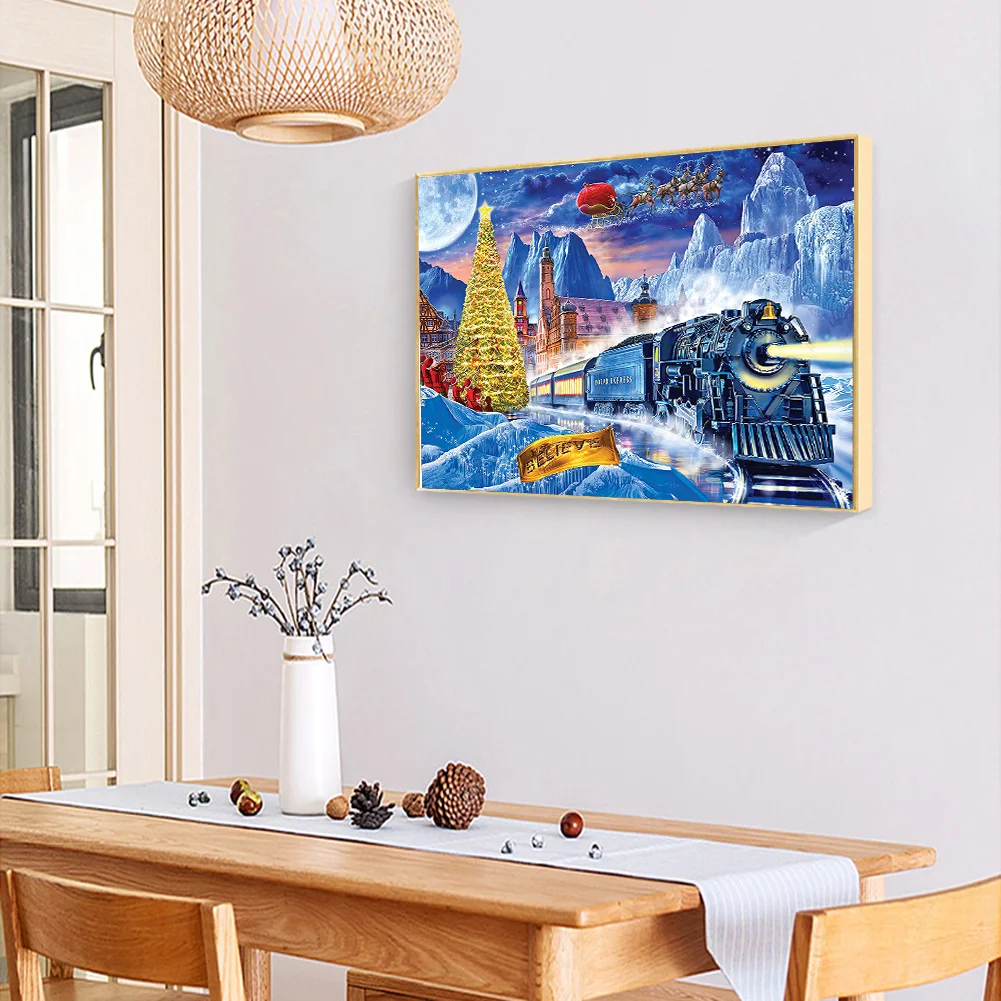Diamond Painting - Full Round Drill - Christmas Train(50*40cm)