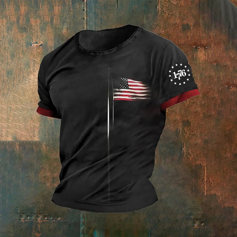  Men's We The People 1776 America Flag Independence Day Casual Tee Westsshops