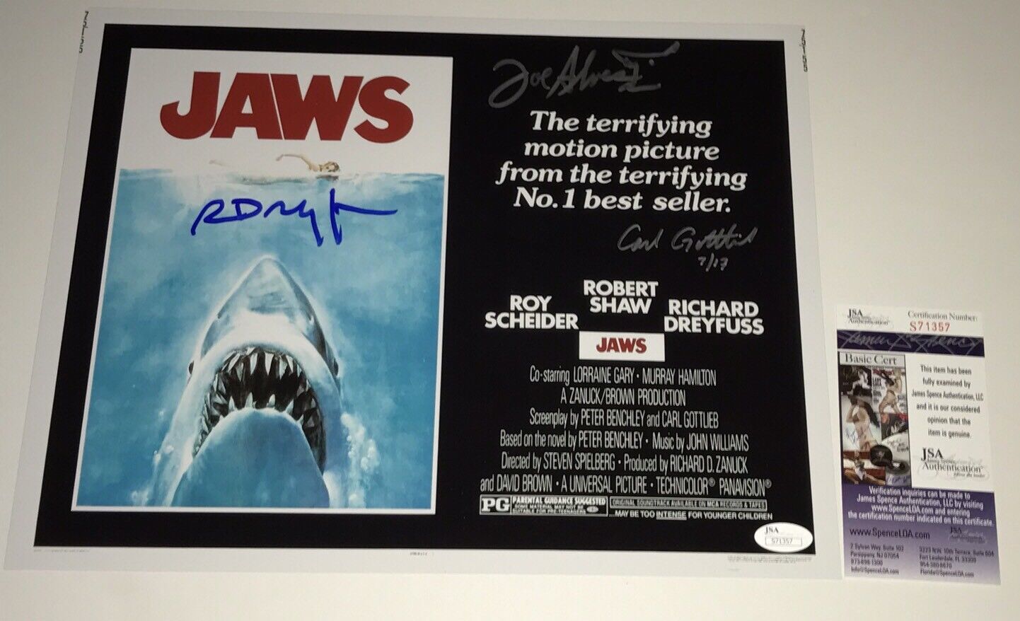 Richard Dreyfuss JAWS Cast X3 Signed 11X14 Photo Poster painting Autograph JSA COA