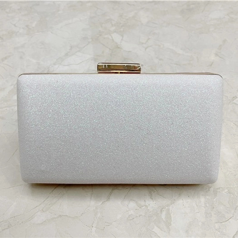 Silver Black Red Pu Leather Metal Solid Color Square Evening Bags