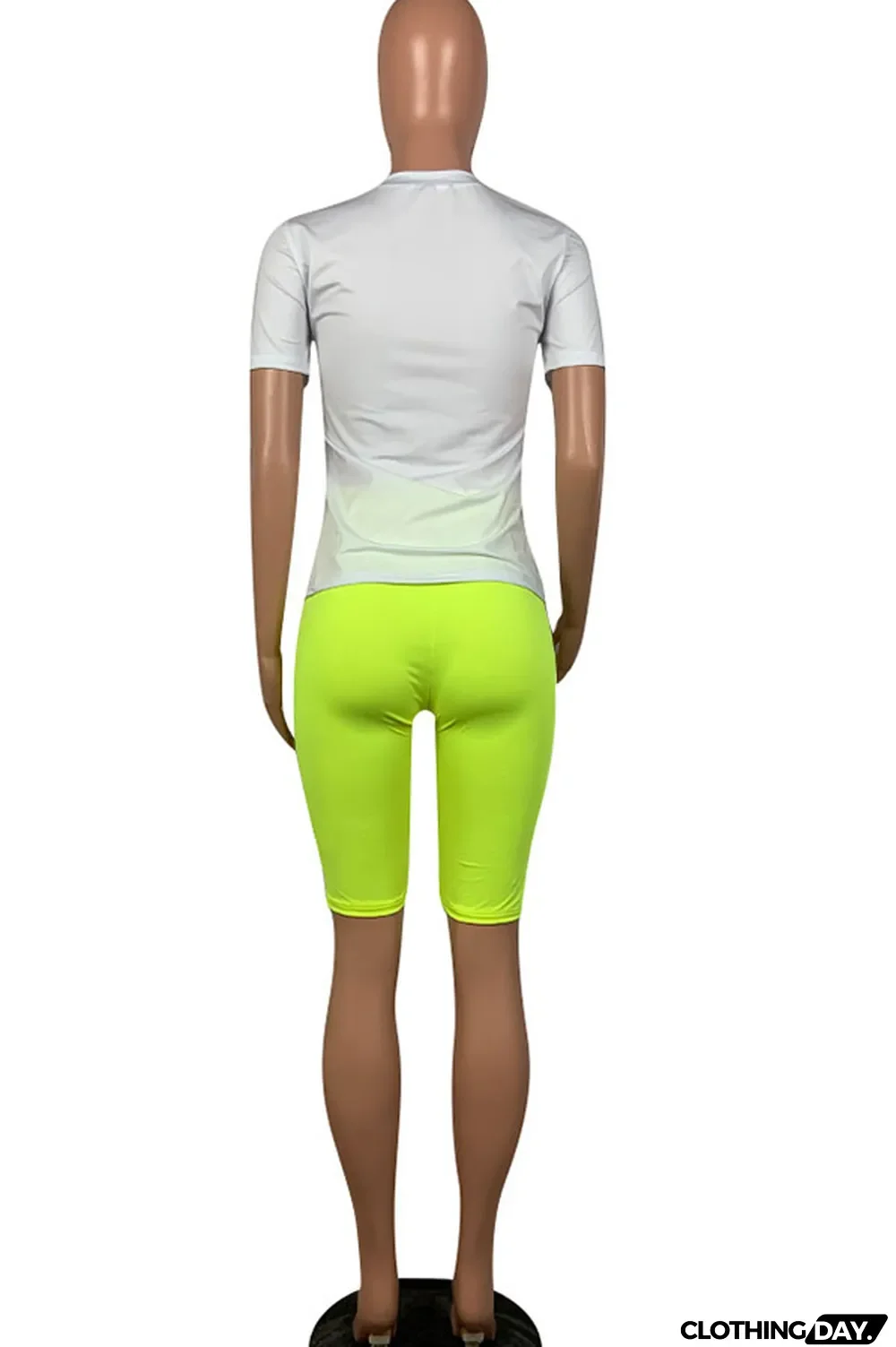 Yellow Fashion Casual Letter Print Two Piece Suits pencil Short Sleeve Two Pieces