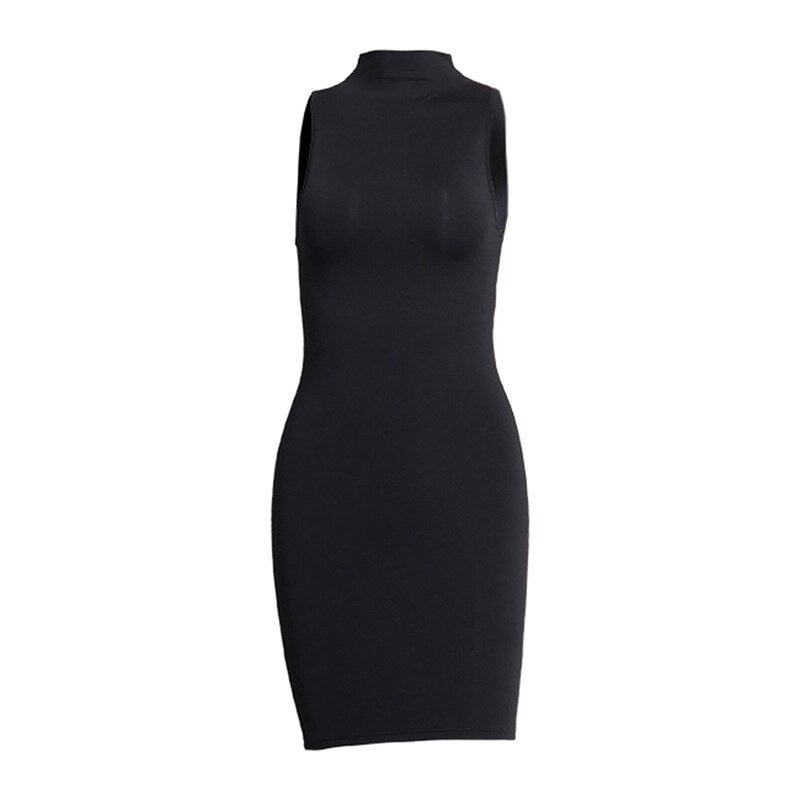 Sleeveless Casual 2021 Summer Fashion Women Mini Dress Street Style Skinny Bodycon Solid Basic Slim Female Dresses Hot