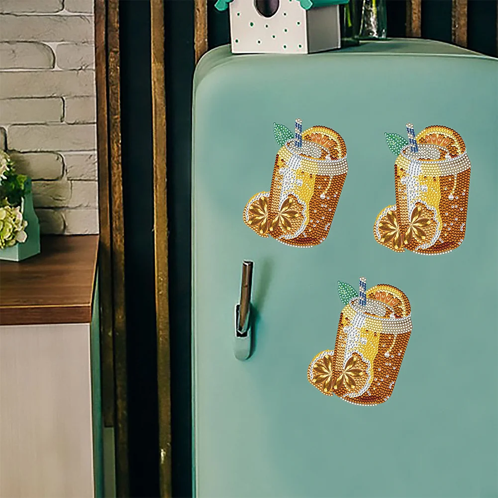 1pcs DIY Lemon Tea Diamond Painting Magnets Refrigerator for Adults Kid Office Car Fridge