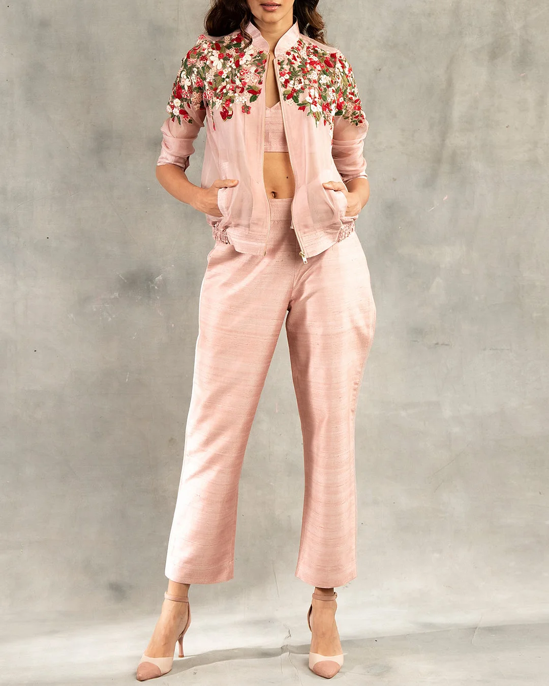 Floral Embroidered Patchwork Two Piece Set