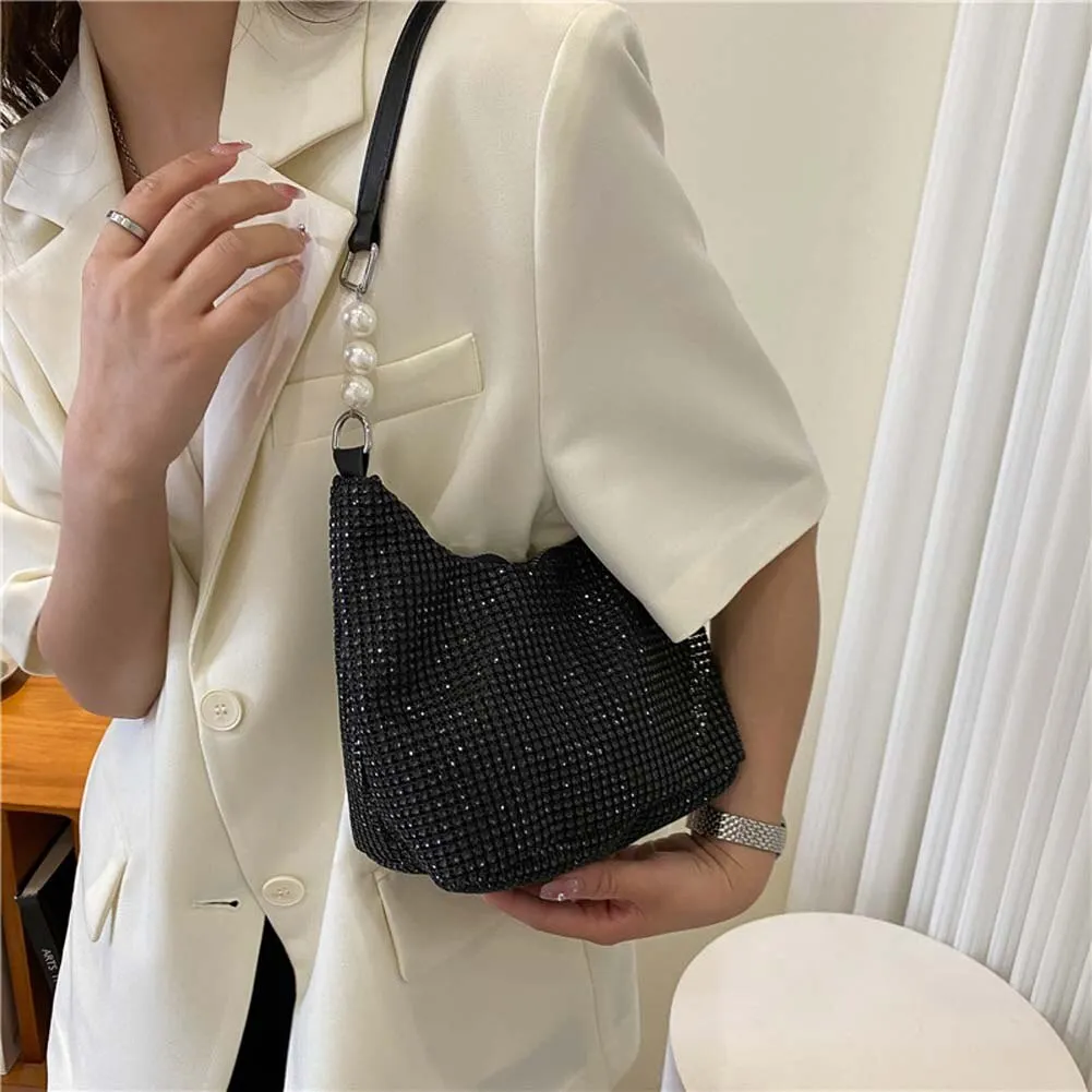 Women INS Fashion Rhinestone Square Bag Ladies Messenger Bag Designer Pearl Chain Shoulder Corssbody Bags Сумка Женская Багет