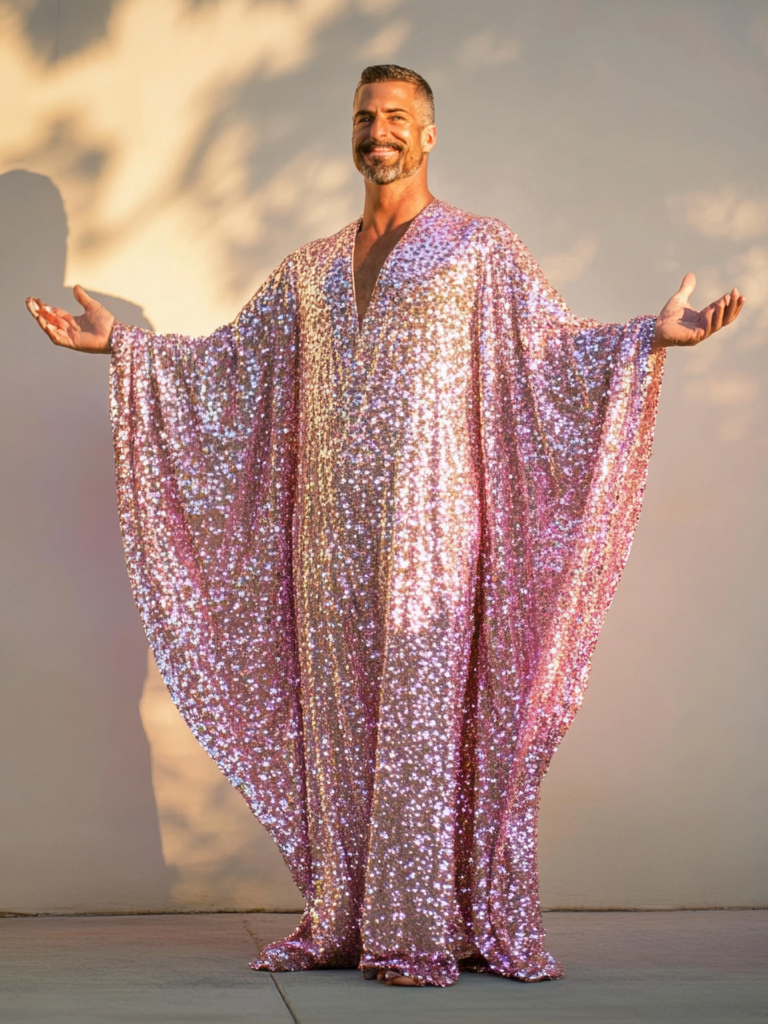 Pink Majesty Sequin Festival Party Kaftan