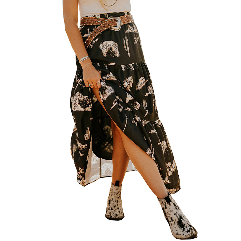 Mature Women New Layered Ruffled High Waist Slimming Skirt