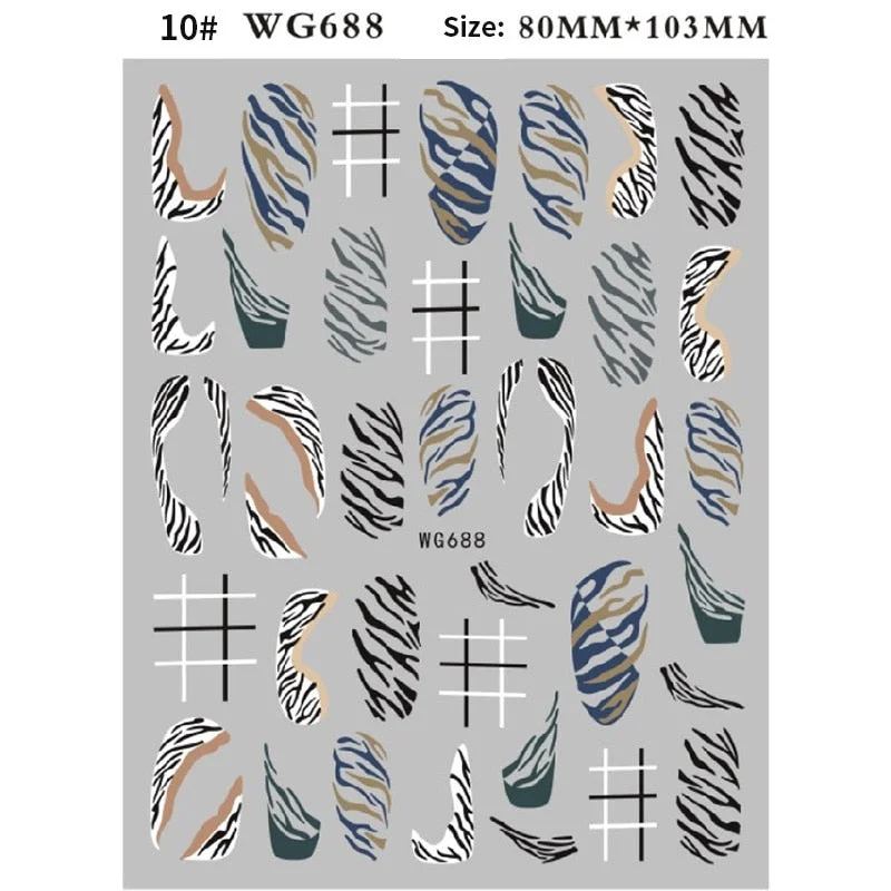 1PC Black White Milk Cow Pattern 3D Nail Stickers Geometrics Lines Leopard Milk Cows Decals Sliders Wraps DIY Decorarion